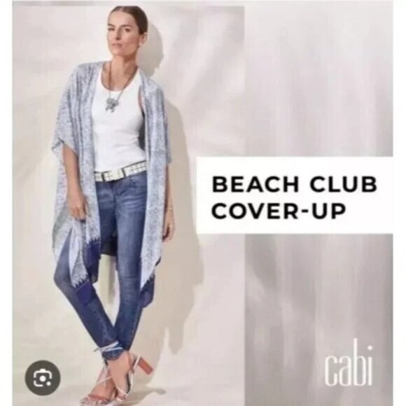 CABI Beach Club Swim Cover Up Kimono Blue OS #5988 - Picture 1 of 9